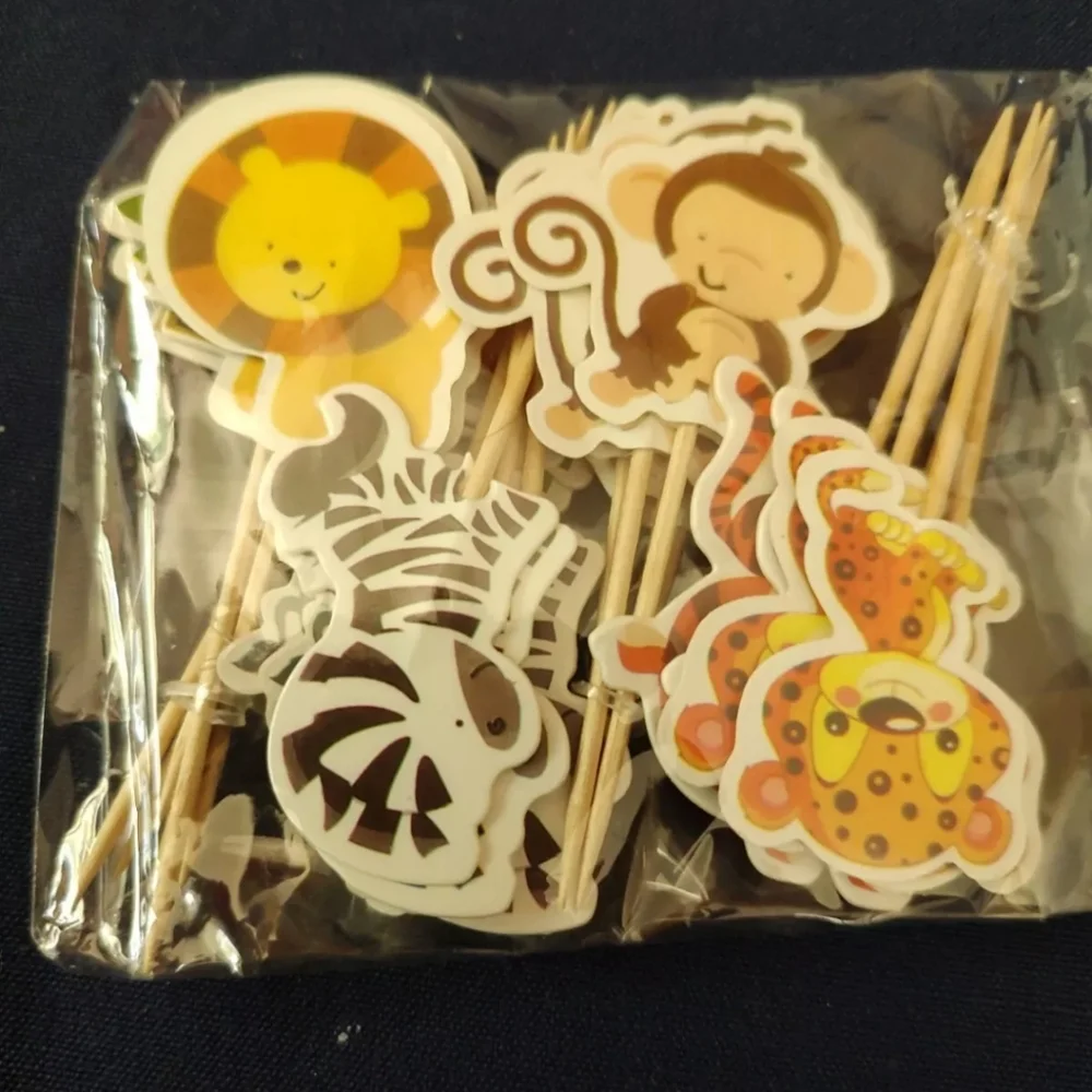 Wild Animals Cupcake Toppers, 24 Total, 8 Designs, New And Factory Sealed NWOT